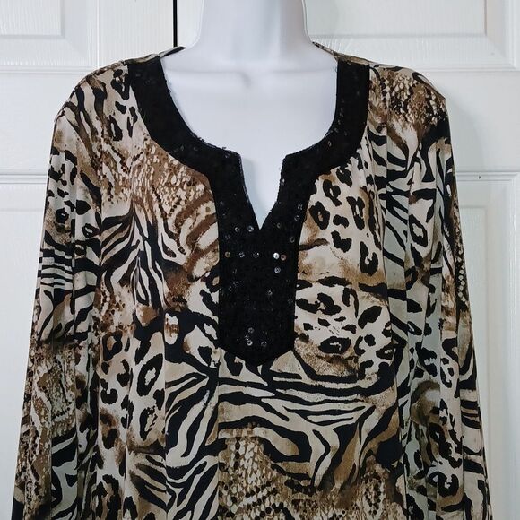 JM Collection animal print tunic business casual blouse  Sz 3X NWOT - Picture 3 of 6
